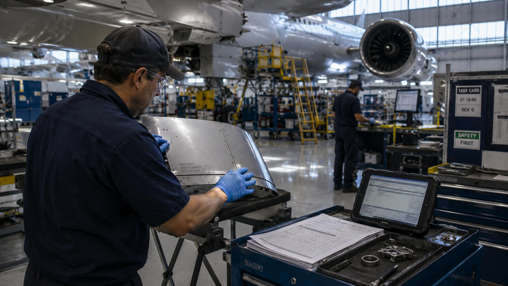 MagMeta — Asset-Layer Governance Infrastructure Close-up aerospace-grade metallic surface showing embedded reversible lifecycle governance marking integrated directly into the asset layer through MagMeta’s Base → Mark → Protect methodology.
